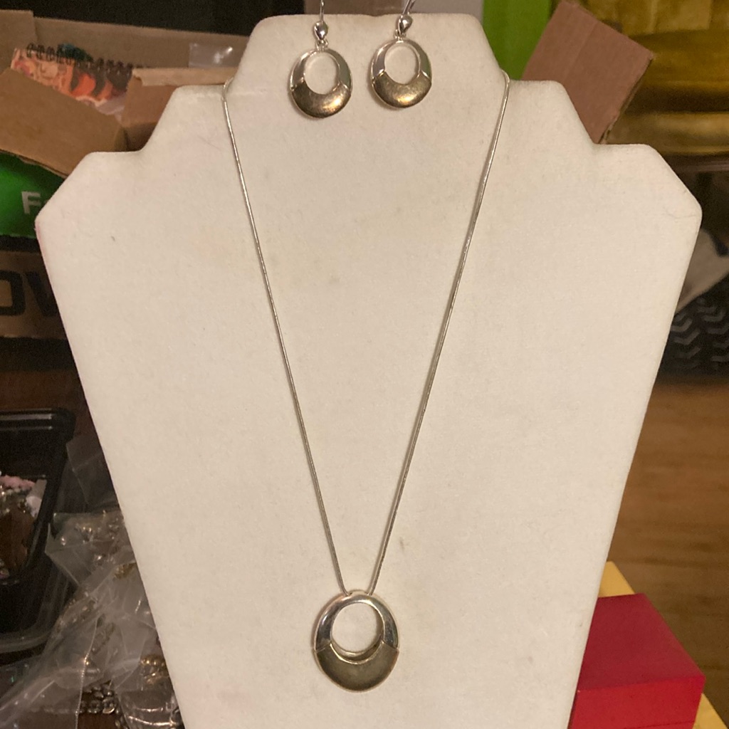 Liz And Co Silver Tone And Goldtone Earrings And Necklace#219